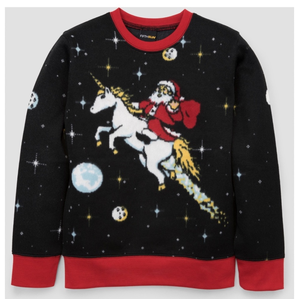 Fifth Sun Santa Unicorn Christmas Sweater